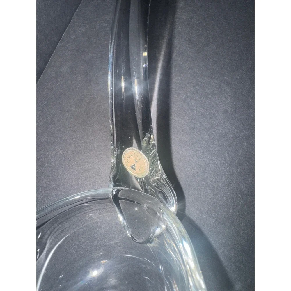 Vintage Hand Blown Ladle Made in Romania Curved Handle Double Spout